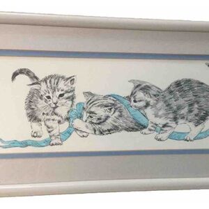 Playful Kitten Wall Art By Alambee  Colored Pencil Drawing Woof Framed 17” x 9”